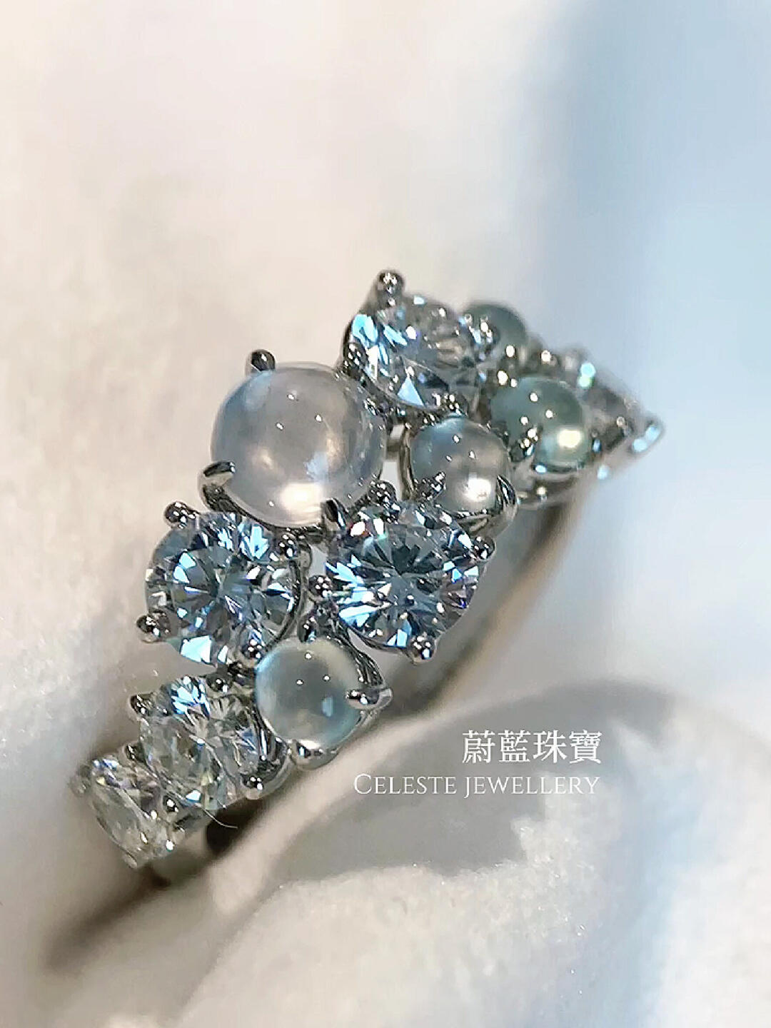 沁透泡泡 翡翠钻石戒指