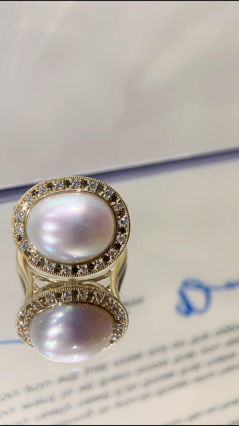 原来珍珠还能这样镶 戒指