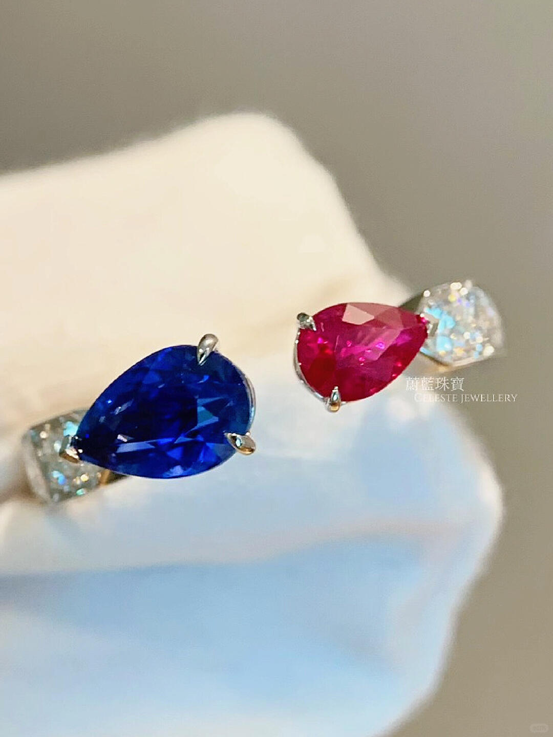 Red and Blue: A Classic Pair Red-and-Blue Sapphire Ring