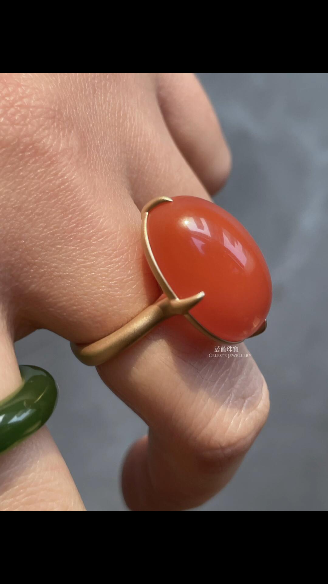 Southern Red Agate Ring, Tenderly Into the New Journey
