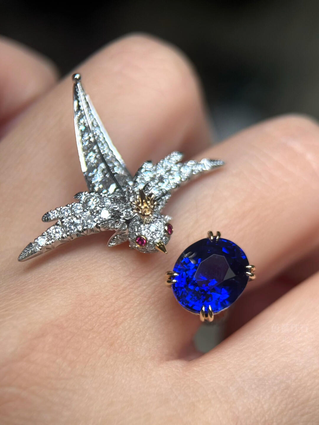 Strikingly beautiful little bird brooch