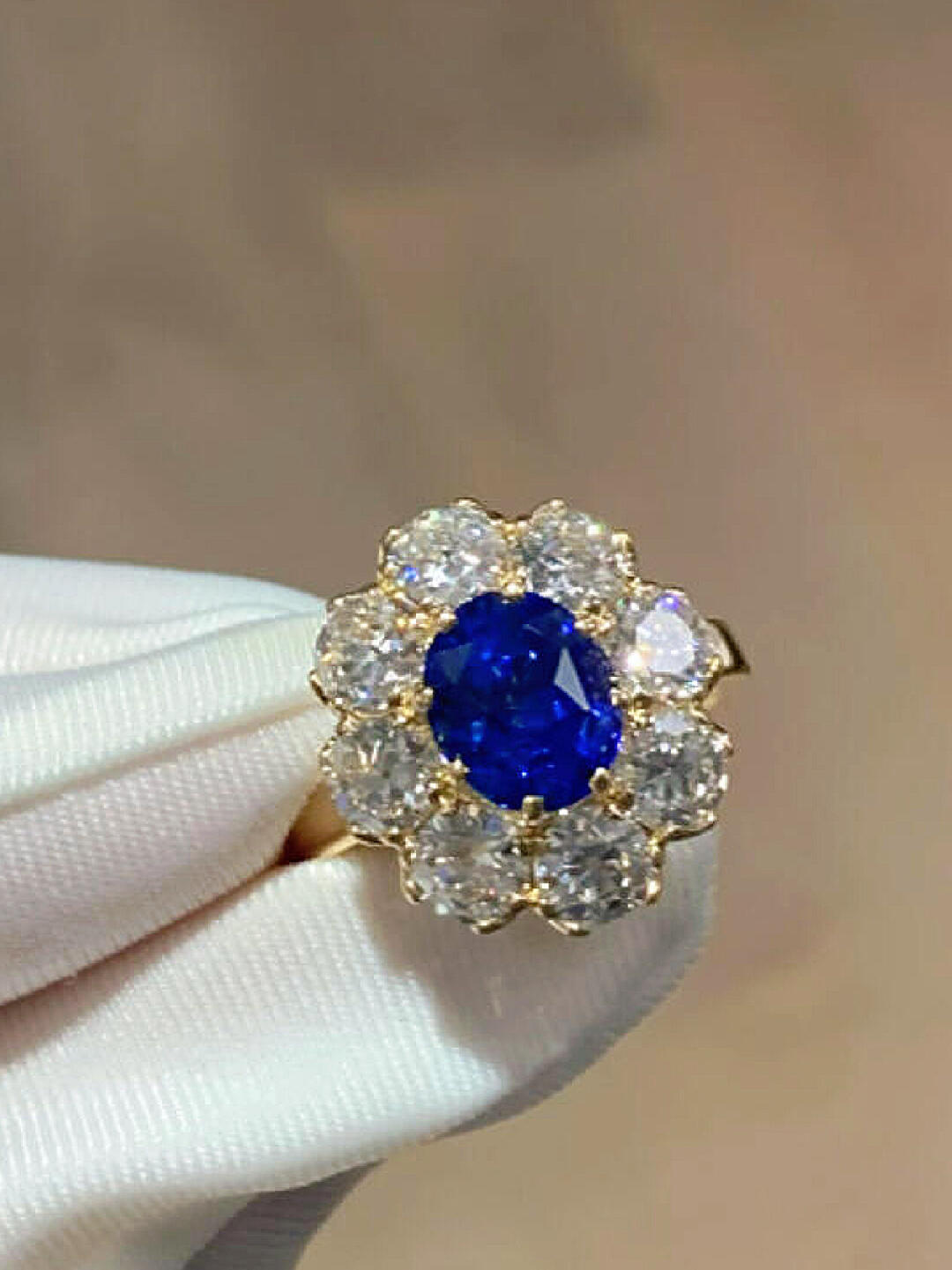 Time-Carved Reflections, Old-Cut Sapphire Ring