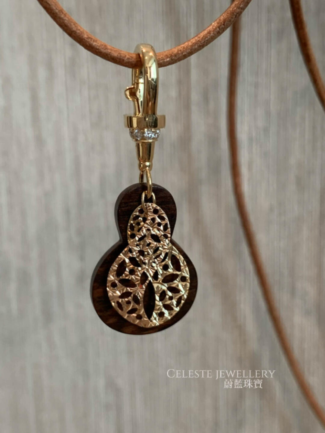 Fortune and prosperity pendant wooden gold gourd pendant necklace