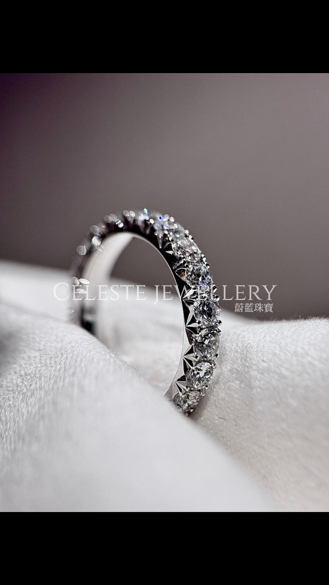 Fish-tail diamond eternity ring