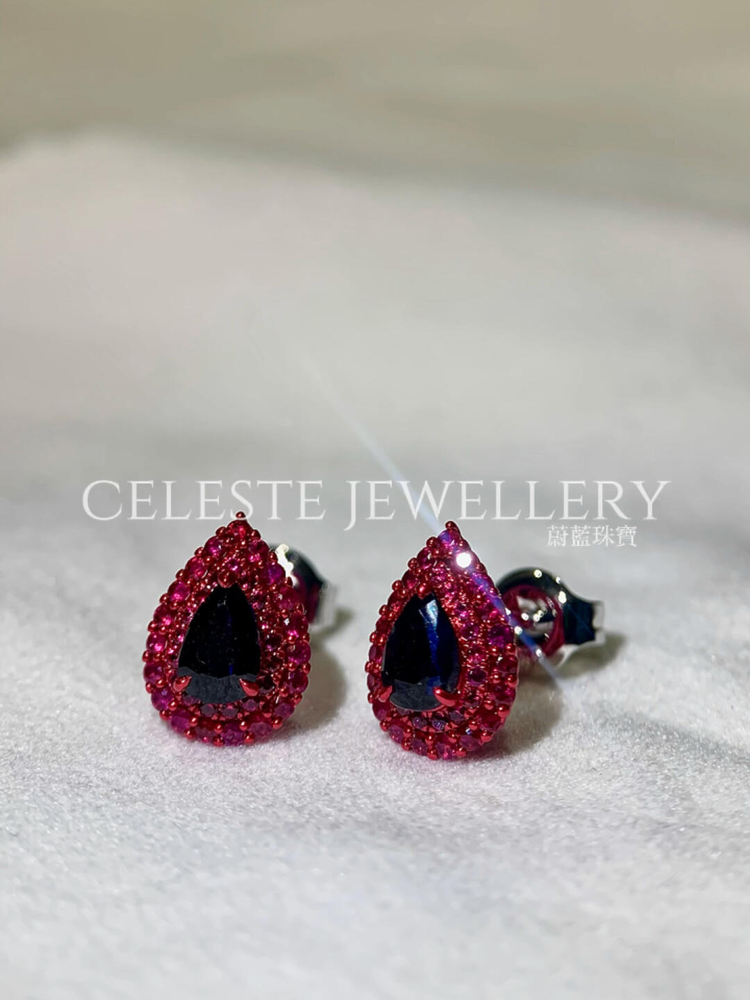 The meaning of coloured gold, red and blue make the perfect pair earrings