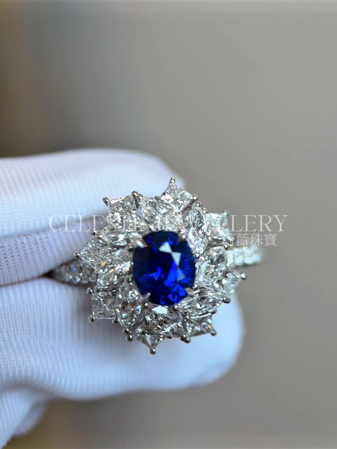 Floral sapphire ring