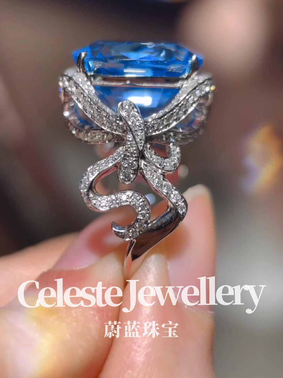 C te d Azur, Azure Coast, super Saint-Mary aquamarine ring brooch
