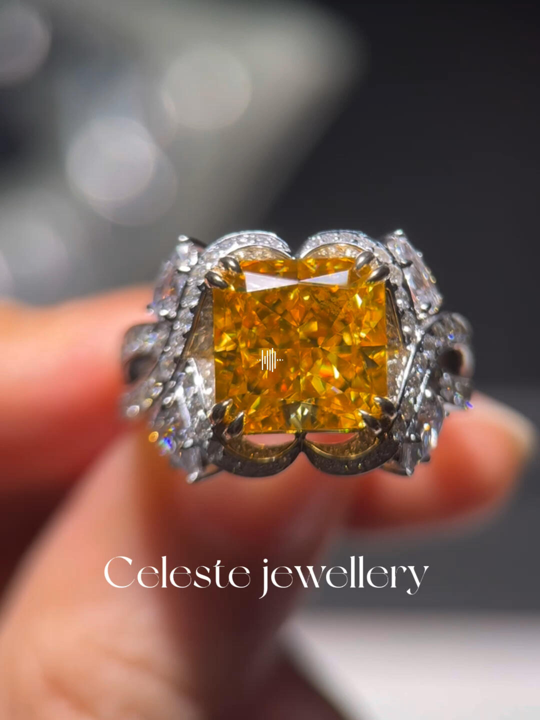 Zimmi-colour yellow diamond Harry Winston-style ring